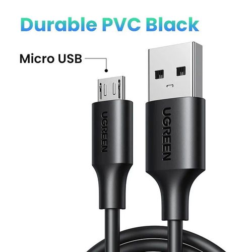 Ugreen - Câble Micro Usb 3a Pour Recharge Rapide Et Transfert De Données,Cordon De Chargeur En Nylon,Pour Tablette Et Téléphone Samsung,Xiaomi,Lg,Android - Type Micro Pvc Black-0.5m