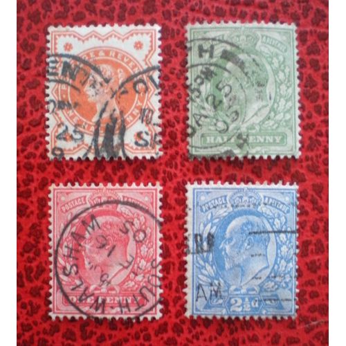 Lot De 4 Timbres Oblitérés - Grande-Bretagne - Années 1887 Et 1902 - Y&t N°91, 106, 107 Et 110