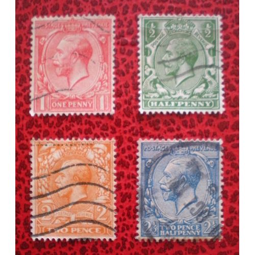 Lot De 4 Timbres Oblitérés - Grande-Bretagne - Année 1912 - Y&t N° 139, 140, 142 Et 143