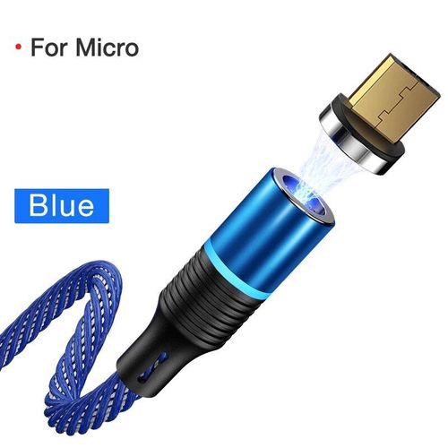 Cafele Câble Usb Magnétique Pour Iphone 14 Led Qc3.0 La Plus Récente Câble Micro-Usb Câble Tressé De Type C Chargeur Pour Samsung Xiaomi Huawei - Type Blue For Micro-2m
