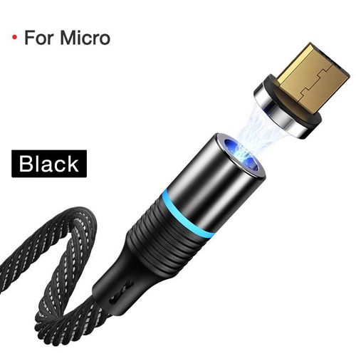 Cafele Câble Usb Magnétique Pour Iphone 14 Led Qc3.0 La Plus Récente Câble Micro-Usb Câble Tressé De Type C Chargeur Pour Samsung Xiaomi Huawei - Type Black For Micro-2m