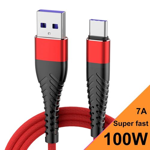 Câble Usb De Type C Pour Samsung S22 S23 Ultra Xiaomi Mi Realme,Charge Rapide,Données,Fil De Chargeur,7a,100w - Type Red-3m