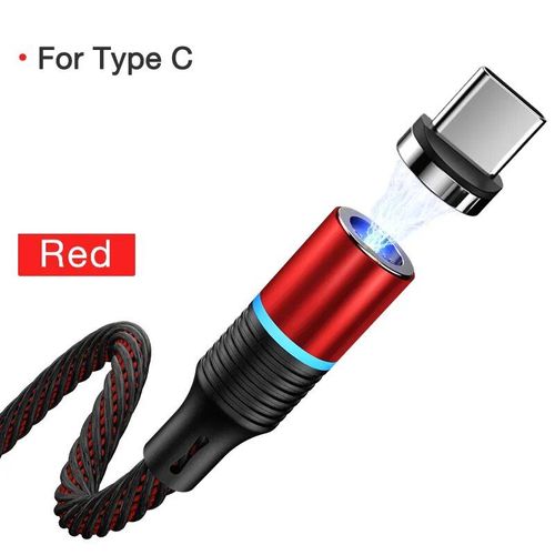 Cafele Câble Usb Magnétique Pour Iphone 14 Led Qc3.0 La Plus Récente Câble Micro-Usb Câble Tressé De Type C Chargeur Pour Samsung Xiaomi Huawei - Type Red For Type C-1.2m