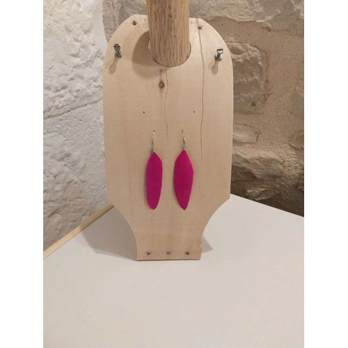 Boucles D'oreilles Femme Plumes Fushia