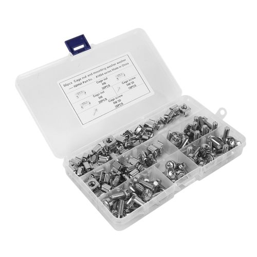 50 Jeux Quincaillerie pour Trou M6 une Carré et Vis de Rondelles Rack Armoire Serveur (M6 X 20Mm) (éCrou Cage Rondelle Vis)