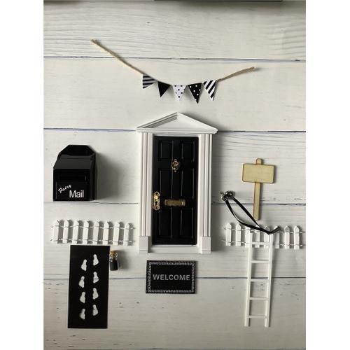 Taille Tri Black Poor Set Maison De Poupées Porte Féerique Miniature En Plastique, Échelle 1/12, 6 Panneaux, Porte Avec Quincaillerie, Jouet De Bricolage Pour Enfants