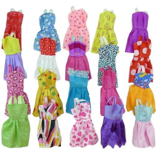 Taille Random 10 Dresses Mini robe colorée sans manches pour poupée Barbie,  10/20 ensembles aléatoires, accessoires d'été pour maison de poupée,  vêtements pour poupée Barbie, Lot de jouets adorables pour filles