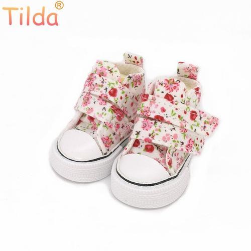 Taille Floral Rose Mini Chaussure À La Mode Pour Poupée Articulée Bjd, Accessoire De 6cm Pour Modèle 1/4, Paola Et Reina, Basket De Gym Pour Tilda, Accessoires Miniatures De Poupées,