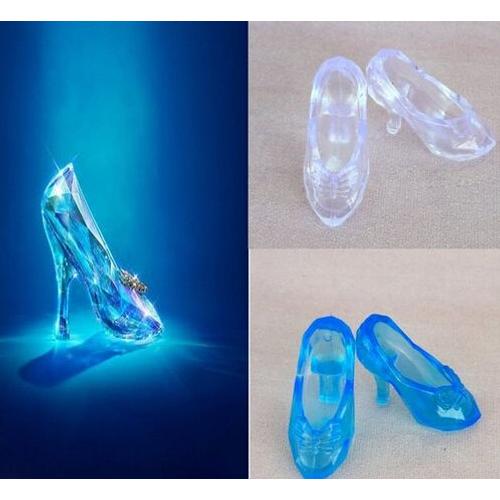 Taille Bleu Chaussures De Poupée De Conte De Fées En Cristal, Sandales À Talons Hauts Pour Cendrillon Pour Poupées Barbie, Jouet Pour Bébé