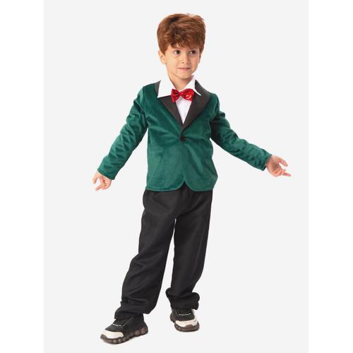 Ensemble De Noël Vert Pardessus Cravate Déguisement Enfant Costumes De Vacances De Noël