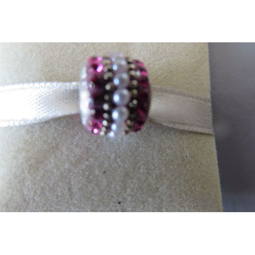Charm 182 + Perle Nacre Cristaux Roses Amore & Baci