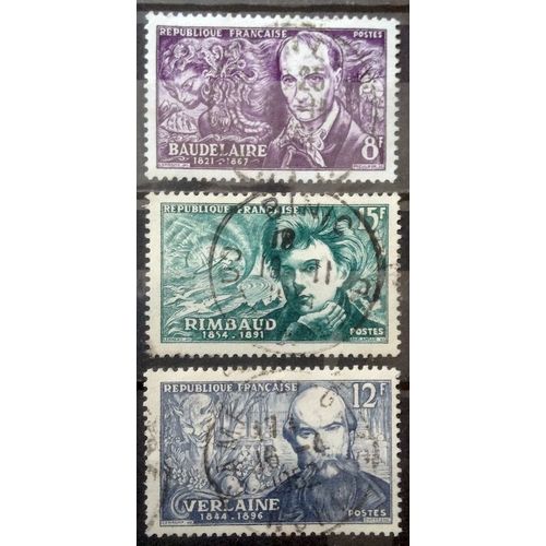 Série Ecrivains De 1951 - N° 908 Baudelaire + 909 Verlaine + 910 Rimbaud Obl - France Année 1951 - Brn83 - N33061
