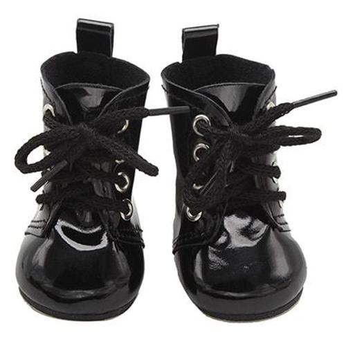 Taille Le Noir For 18 Inch Doll Chaussures En Cuir Pu Pour Poupées Américaines, 1 Paire, Bottines À Talons Courts Et Hauts, Multicolores
