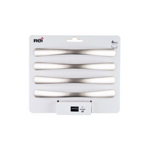 Lot de 4 poignées de meuble entraxe 128 mm aluminium mat
