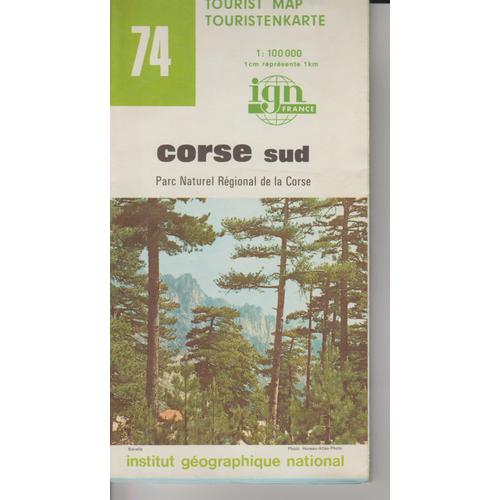 Carte Ign 1:100 000 Corse Sud 74 Parc Naturel Régional De La Corse
