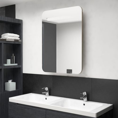 Vidaxl Armoire De Salle De Bain À Miroir Led Chêne 60x11x80 Cm