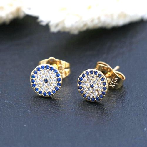 Boucles D'oreilles ¿Il Maléfique Pour Femmes, Bijoux En Or, Cuivre, Zircon, Cristal, Strass, Bleu, À La Mode