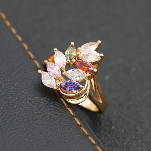 Bague De Fiançailles En Cuivre Brillant Pour Femmes, Zircon Aaa, Cristal Arc En Ciel, Géométrique, Pour Fête, Strass, Bijoux