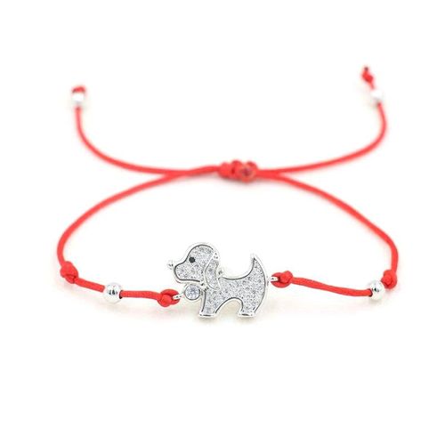 Joli Bracelet Chien Pour Couple, Cordon Rouge, Porte Bonheur, Tressé, Cristal Zircon, Bijoux Cadeaux, Pour Hommes Et Femmes