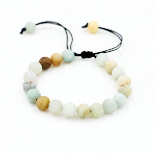 Bracelet Tressé En Pierre D'amazonite Naturelle Pour Homme Et Femme, Bijou Pour Couple, Souhait Porte Bonheur, Amoureux