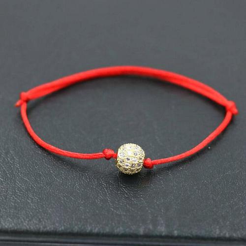 Bracelets Porte Bonheur Pour Femmes, Boules De Cristal En Cuivre, Corde Rouge, Cordon Tress?, Amoureux, 8mm