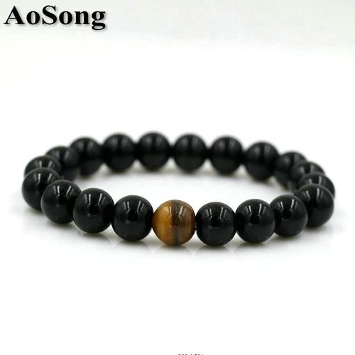 Bracelet En Onyx Noir Naturel, 12 Constellations, 10mm, En Lave, ¿Il De Tigre, Perles Pour Hommes, Amoureux De Lion, Brin D'énergie
