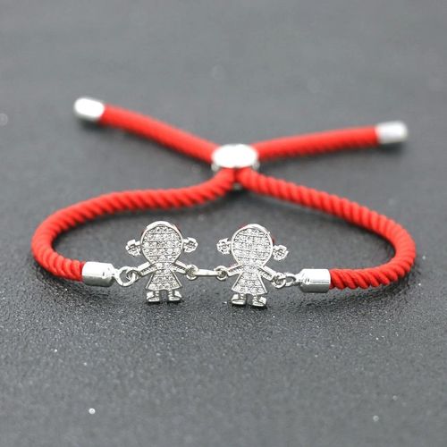 Bracelet Porte Bonheur En Cuivre Et Cristal Zircon Pour Fille Et Garçon, Accessoire Mignon Avec Fil De Corde Rouge, Bijoux Réglables