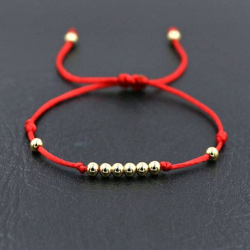 Bracelets Porte Bonheur Pour Hommes Et Femmes, Perles En Acier Inoxydable, Cordon Rouge Et Noir, Cadeaux Pour Amoureux