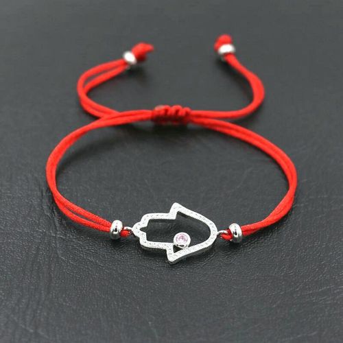 Bracelet Porte Bonheur Avec Perles De Cristal Pour Femme, Avec Cordon Rouge, Main De Fatma Hamsa