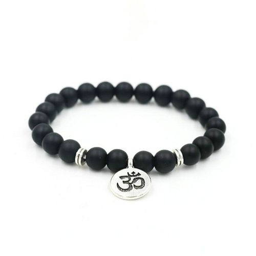 Bracelet Lotus En Pierre D'onyx Givrée Mate Naturelle, Perles De Prière Bouddhiste Pour Hommes Et Femmes, Couple Om Bouddha, Breloque Yoga, Bricolage