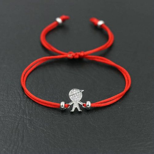 Bracelet En Fil De Corde Rouge Pour Hommes Et Femmes, Couleur Argent, Zircon Brillant, Pour Garçon Et Fille, Breloque Pour Meilleur Ami, Bijoux Pour Couples, Cadeau