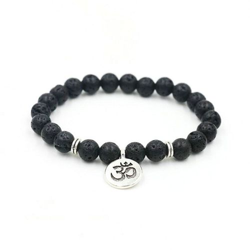 Bracelet Om En Pierre Volcanique Naturelle, Perles De Prière D'énergie Bouddhisme, Pour Hommes Et Femmes, Couple, Lotus, Bouddha, Charme Yoga