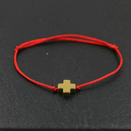 Bracelets Porte Bonheur Couleur Argent, Petite Croix, Corde Rouge, Fil Porte Bonheur, Cadeaux Pour Amoureux