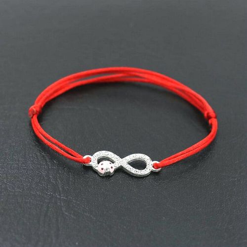 Bracelets En Cristal Zircon Couleur Argent Pour Femmes, Bijoux Faits À La Main, Numérique 8 Infinity Avec Bug, Corde Rouge Porte Bonheur