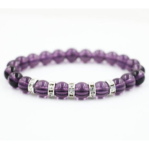 Bracelet En Pierre Cristal Violet Pour Femme, Puissant Bijou En Métal Rose, Perles De Lunettes, Breloque En Alliage Métallique