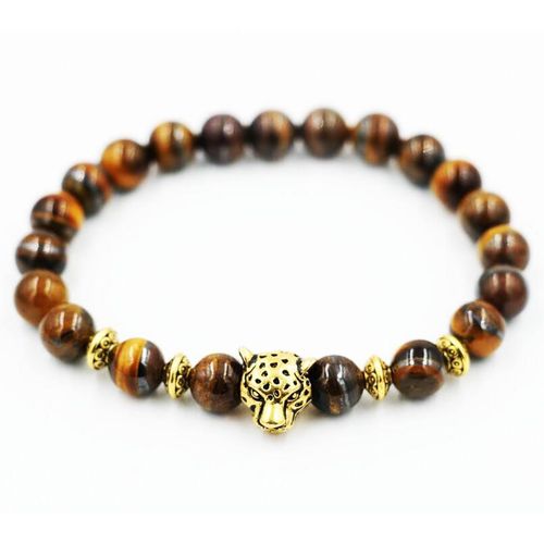 Bracelet En Pierre D'oeil De Tigre Pour Hommes Et Femmes, Perles De Prière En Pierre De Lave De 8mm, Bracelets En Or Antique