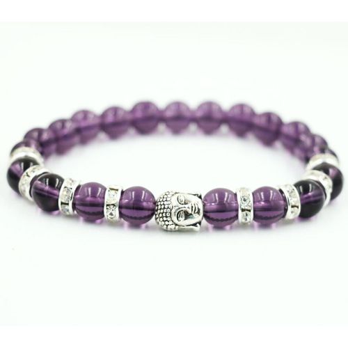 Bracelets En Pierre De Bouddha Pour Hommes Et Femmes, Perles En Zircon Cubique, Bijoux En Cristal Violet