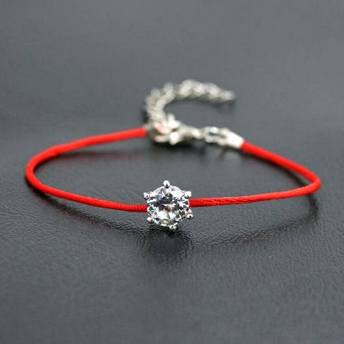 Bracelet Tressé Porte Bonheur En Zircon Pour Femmes, 11 Couleurs, Cristaux De Strass, Couleur Argent, Corde Rouge