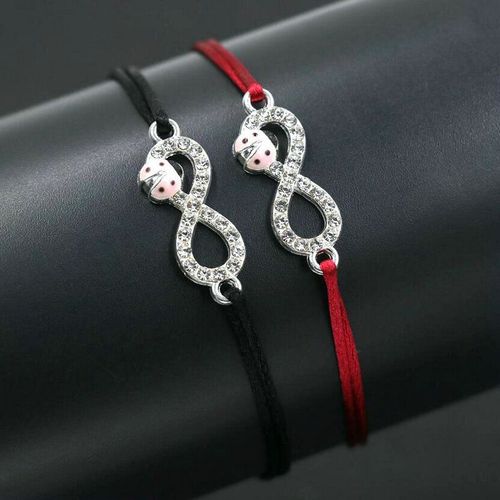 Bracelet À Breloques En Zircon Pour Hommes Et Femmes, 2 Pièces/Ensemble, En Cristal, Numérique, 8 Croix, Infini, Couleur Argent, Corde Rouge, Fil Chakra