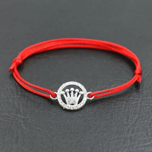 Bracelet Porte Bonheur Fait À La Main Pour Femmes Et Hommes, Couronne En Zircon Couleur Argent, Corde Rouge, Cordons De Fil, Couple, Bijoux Cadeau