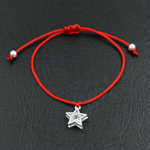 Bracelet Double Face Pentagramme Étoile, Incrustation De Cristal Zircon Aaa, Breloque, Fil De Corde Rouge, Cadeau Pour Enfants Filles