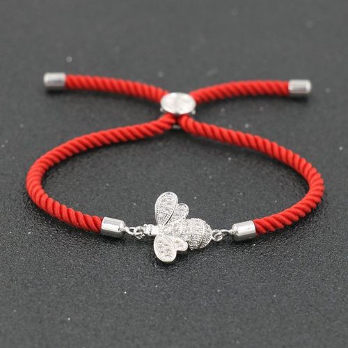 Bracelets Élégants En Cuivre De Couleur Argent Zrcon, Chaîne À Breloque Abeille Pour Femmes, Bracelet En Corde De Fil Rouge, Couple, Bricolage, Cadeau De Bijoux Pour Enfants