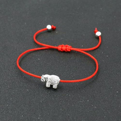 Bracelet À Breloques Avec Incrustation De Micro Cz Pour Femmes Et Enfants, Cordon À Fil Rouge, Couleur Argent, Bijoux Cadeau