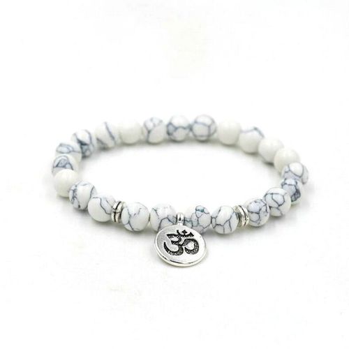 Bracelet En Argent Plaqué Om Lotus Bouddha Yoga, Pour Hommes Et Femmes, Pierre D'onyx Blanche, Couple Chakra, Breloques Énergétiques, Cadeau
