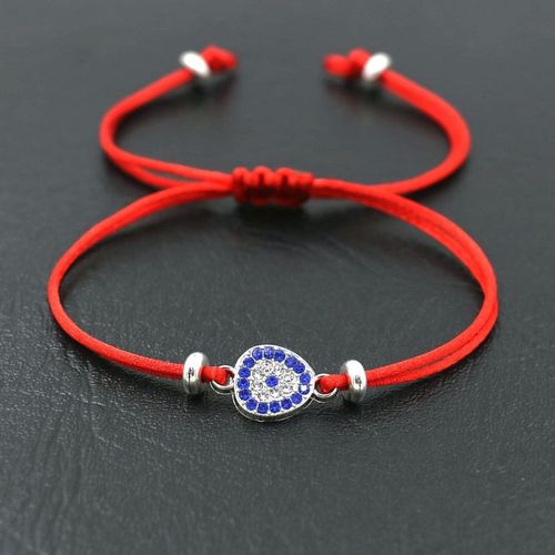 Bracelets À Breloques En Zircone Cubique, Couleur Argent, Mauvais ¿Il Turc, Porte Bonheur, Corde Rouge, Fil, Bijoux Faits À La Main, Cadeau Pour Femmes Et Hommes