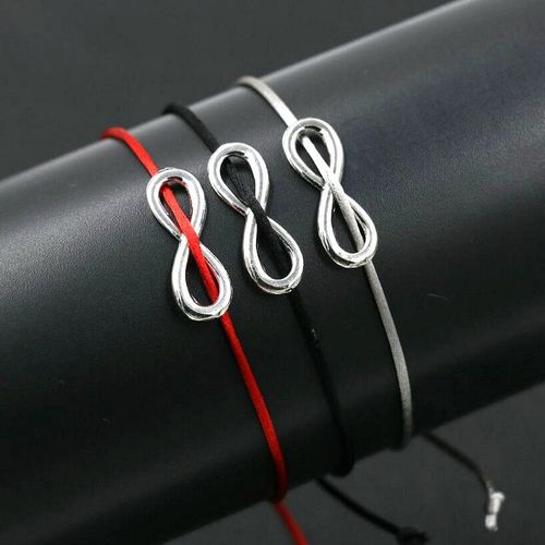 Bracelet Porte Bonheur Numérique 8 Infini, Couleur Argent Pièces/Ensemble, Cordon Rouge, Breloque De Souhait Pour Hommes Et Femmes, Amour, Cadeau De Bijoux
