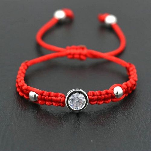 Bracelet Tressé Pour Amoureux, Couleur Argent, Cristaux De Zircon, 8mm, Corde Rouge, Fil, Chakra