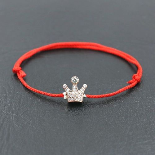 Bracelet Couronne En Or Rose Pour Hommes Et Femmes, Bijou Fin À Fil Rouge, Corde Noire, Chakra, Cadeau D'amour