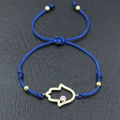 Bracelet De Main De Fatima En Cristal, Fin, Corde Bleu Marine, Fil, Tressé, Amoureux Chanceux, Bracelets Pour Hommes Et Femmes, Bijoux Cadeaux
