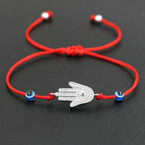 Bracelet Main Porte Bonheur En Cristal Zircon, Cordon Rouge Tressé, Mauvais ¿Il, Pour Hommes Et Femmes, Amoureux, Cadeaux Pour Couples